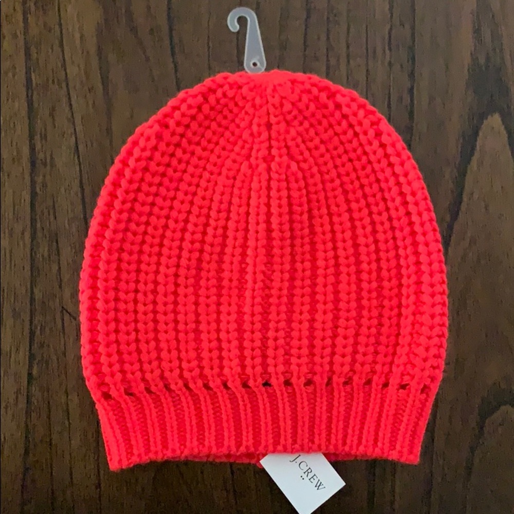J. Crew NWT hot pink beanie